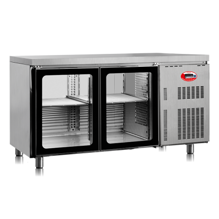 COMPTOIR RÉFRIGÉRÉ 2 PORTES VITRÉES AVEC DOSSERET BRG15PVALC OLITREM S.A. Hotkitchen materiels cuisine professionnel Maroc Casablanca Rabat Marrakech Agadir