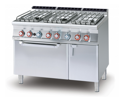 CUISINIERE 6 FEUX VIFS A GAZ +FOUR CF6-712GPV LOTUS Hotkitchen materiels cuisine professionnel Maroc Casablanca Rabat Marrakech Agadir