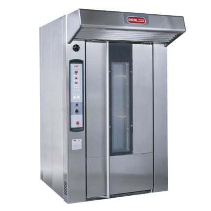 FOUR ROTATIF AVEC CHARIOT TOURNANT EN INOX MEDIO 16/18 REALFORNI Hotkitchen materiels cuisine professionnel Maroc Casablanca Rabat Marrakech Agadir