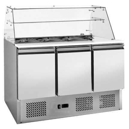 SALADETTE RÉFRIGÉRÉE AVEC PARE-HALEINE – 3 PORTES GN 1/1  GASTROCHEF Hotkitchen materiels cuisine professionnel Maroc Casablanca Rabat Marrakech Agadir