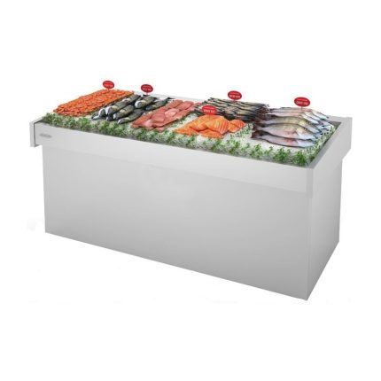 VITRINES PRÉSENTOIR À POISSON INOX 1380 MM DBFP-130/S CORECO Hotkitchen materiels cuisine professionnel Maroc Casablanca Rabat Marrakech Agadir